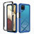 Silicone Transparent Frame Case Cover 360 Degrees ZJ1 for Samsung Galaxy A12 5G Blue