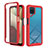 Silicone Transparent Frame Case Cover 360 Degrees ZJ1 for Samsung Galaxy A12 Red