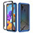 Silicone Transparent Frame Case Cover 360 Degrees ZJ1 for Samsung Galaxy A21s Blue