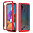 Silicone Transparent Frame Case Cover 360 Degrees ZJ1 for Samsung Galaxy A21s Red