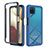 Silicone Transparent Frame Case Cover 360 Degrees ZJ1 for Samsung Galaxy F12 Blue