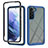 Silicone Transparent Frame Case Cover 360 Degrees ZJ1 for Samsung Galaxy S22 Plus 5G Blue