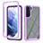 Silicone Transparent Frame Case Cover 360 Degrees ZJ1 for Samsung Galaxy S22 Plus 5G Sky Blue