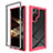 Silicone Transparent Frame Case Cover 360 Degrees ZJ1 for Samsung Galaxy S24 Ultra 5G Hot Pink