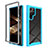 Silicone Transparent Frame Case Cover 360 Degrees ZJ1 for Samsung Galaxy S24 Ultra 5G Sky Blue