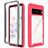 Silicone Transparent Frame Case Cover 360 Degrees ZJ3 for Google Pixel 7 5G Hot Pink