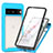 Silicone Transparent Frame Case Cover 360 Degrees ZJ3 for Google Pixel 7a 5G Sky Blue