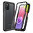 Silicone Transparent Frame Case Cover 360 Degrees ZJ3 for Samsung Galaxy A02s Black