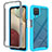 Silicone Transparent Frame Case Cover 360 Degrees ZJ3 for Samsung Galaxy A12 5G Sky Blue