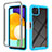 Silicone Transparent Frame Case Cover 360 Degrees ZJ3 for Samsung Galaxy A22 5G Sky Blue