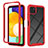 Silicone Transparent Frame Case Cover 360 Degrees ZJ3 for Samsung Galaxy A22s 5G Red