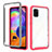 Silicone Transparent Frame Case Cover 360 Degrees ZJ3 for Samsung Galaxy A31 Hot Pink