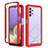 Silicone Transparent Frame Case Cover 360 Degrees ZJ3 for Samsung Galaxy A32 4G Red