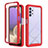 Silicone Transparent Frame Case Cover 360 Degrees ZJ3 for Samsung Galaxy A32 5G Red