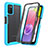 Silicone Transparent Frame Case Cover 360 Degrees ZJ3 for Samsung Galaxy F02S SM-E025F Sky Blue