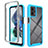 Silicone Transparent Frame Case Cover 360 Degrees ZJ4 for Motorola Moto G13 Sky Blue