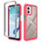 Silicone Transparent Frame Case Cover 360 Degrees ZJ4 for Motorola Moto G53 5G Hot Pink