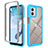 Silicone Transparent Frame Case Cover 360 Degrees ZJ4 for Motorola Moto G53y 5G Sky Blue