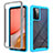 Silicone Transparent Frame Case Cover 360 Degrees ZJ4 for Samsung Galaxy A72 5G Sky Blue