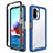 Silicone Transparent Frame Case Cover 360 Degrees ZJ4 for Xiaomi Redmi Note 10 4G Blue
