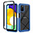Silicone Transparent Frame Case Cover 360 Degrees ZJ5 for Samsung Galaxy A03s Blue