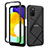 Silicone Transparent Frame Case Cover 360 Degrees ZJ5 for Samsung Galaxy F02S SM-E025F Black
