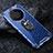 Silicone Transparent Mirror Frame Case 360 Degrees with Magnetic Finger Ring Stand AM1 for Huawei Mate 60 Blue