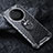 Silicone Transparent Mirror Frame Case 360 Degrees with Magnetic Finger Ring Stand AM1 for Huawei Mate 60 Pro Gray