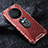 Silicone Transparent Mirror Frame Case 360 Degrees with Magnetic Finger Ring Stand AM1 for Huawei Mate 60 Pro Red