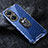 Silicone Transparent Mirror Frame Case 360 Degrees with Magnetic Finger Ring Stand AM1 for Huawei Nova 11i Blue