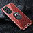 Silicone Transparent Mirror Frame Case 360 Degrees with Magnetic Finger Ring Stand AM1 for OnePlus 9RT 5G Red