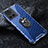 Silicone Transparent Mirror Frame Case 360 Degrees with Magnetic Finger Ring Stand AM1 for OnePlus Ace 5G Blue