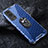 Silicone Transparent Mirror Frame Case 360 Degrees with Magnetic Finger Ring Stand AM1 for Vivo Y53s t2 Blue