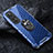 Silicone Transparent Mirror Frame Case 360 Degrees with Magnetic Finger Ring Stand AM1 for Xiaomi Mi 10S 5G Blue