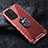 Silicone Transparent Mirror Frame Case 360 Degrees with Magnetic Finger Ring Stand AM1 for Xiaomi Mi 11i 5G Red