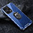 Silicone Transparent Mirror Frame Case 360 Degrees with Magnetic Finger Ring Stand AM1 for Xiaomi Redmi Note 12 Turbo 5G Blue