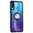 Silicone Transparent Mirror Frame Case 360 Degrees with Magnetic Finger Ring Stand Z01 for Huawei P30 Lite New Edition Blue