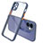 Silicone Transparent Mirror Frame Case Cover M05 for Apple iPhone 12 Lavender Gray