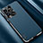 Soft Luxury Leather Snap On Case Cover AT2 for Vivo iQOO 10 Pro 5G Blue