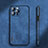 Soft Luxury Leather Snap On Case Cover AT3 for Apple iPhone 14 Pro Max Blue