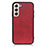 Soft Luxury Leather Snap On Case Cover B08H for Samsung Galaxy S21 FE 5G Red