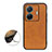 Soft Luxury Leather Snap On Case Cover B08H for Vivo T1 5G Brown