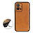 Soft Luxury Leather Snap On Case Cover B08H for Vivo Y55s 5G Brown