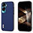 Soft Luxury Leather Snap On Case Cover BH1 for Huawei Honor 90 Lite 5G Navy Blue