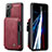 Soft Luxury Leather Snap On Case Cover C01S for Samsung Galaxy S21 FE 5G Red