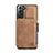 Soft Luxury Leather Snap On Case Cover C02S for Samsung Galaxy S22 5G Light Brown