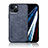 Soft Luxury Leather Snap On Case Cover DY1 for Apple iPhone 13 Blue