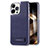 Soft Luxury Leather Snap On Case Cover JD1 for Apple iPhone 14 Pro Blue