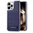 Soft Luxury Leather Snap On Case Cover JD1 for Apple iPhone 14 Pro Max Blue