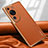 Soft Luxury Leather Snap On Case Cover LD1 for Huawei P60 Art Orange